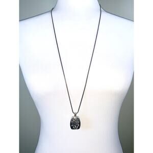 Brighton Silver Plated London Groove Badge Clip ID Holder Long Necklace